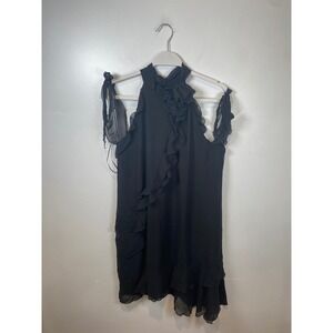 Rita Ora Primark Ruffle Halter Top Sleeveless Party Blouse Black Size 10‎